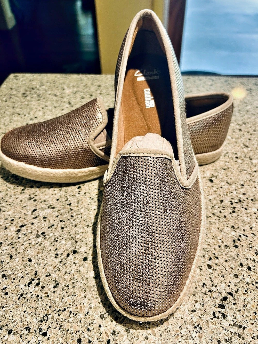 NWOT-Clarks Elaina Ruby Slip-On Espadrille Brown